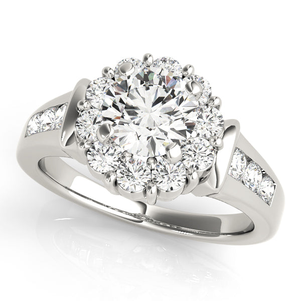 Graceful Halo Round Diamond Engagement Ring — 9K/18K Gold & Platinum