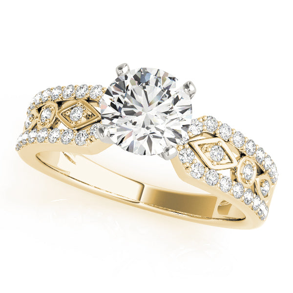 Splendid Multi-Row Round Diamond Engagement Ring — 9K/18K Gold & Platinum