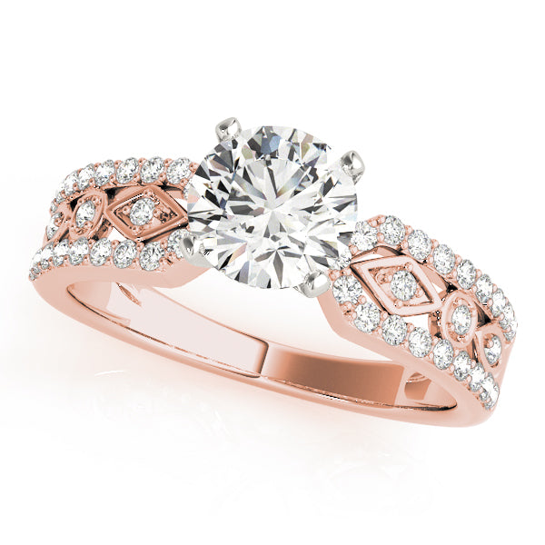 Splendid Multi-Row Round Diamond Engagement Ring — 9K/18K Gold & Platinum