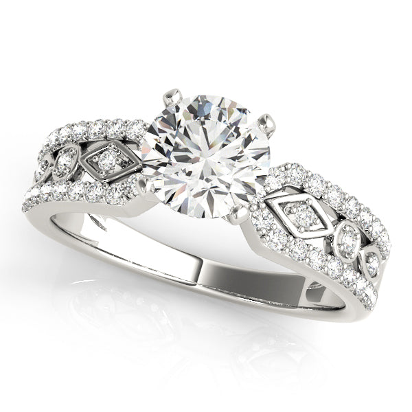 Splendid Multi-Row Round Diamond Engagement Ring — 9K/18K Gold & Platinum