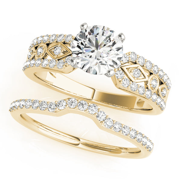 Splendid Multi-Row Round Diamond Engagement Ring — 9K/18K Gold & Platinum