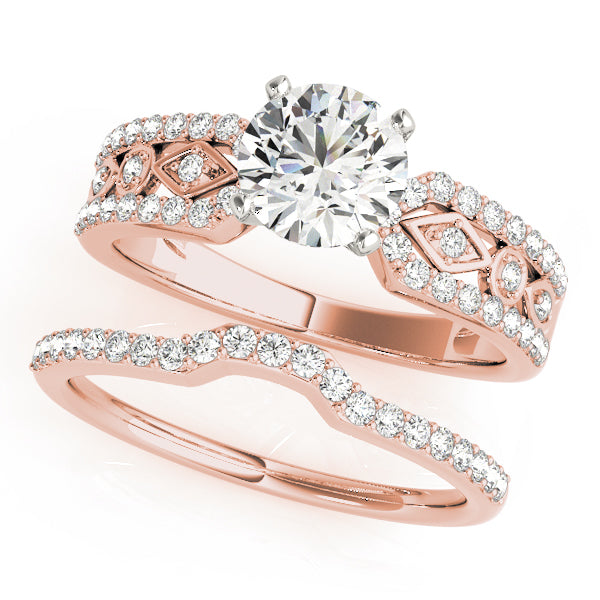 Splendid Multi-Row Round Diamond Engagement Ring — 9K/18K Gold & Platinum