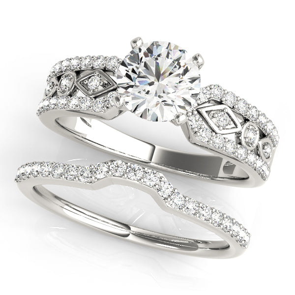 Splendid Multi-Row Round Diamond Engagement Ring — 9K/18K Gold & Platinum