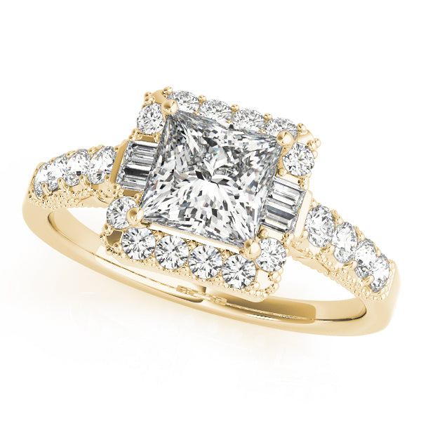 Pristine Halo Princess Diamond Engagement Ring — 9K/18K Gold & Platinum