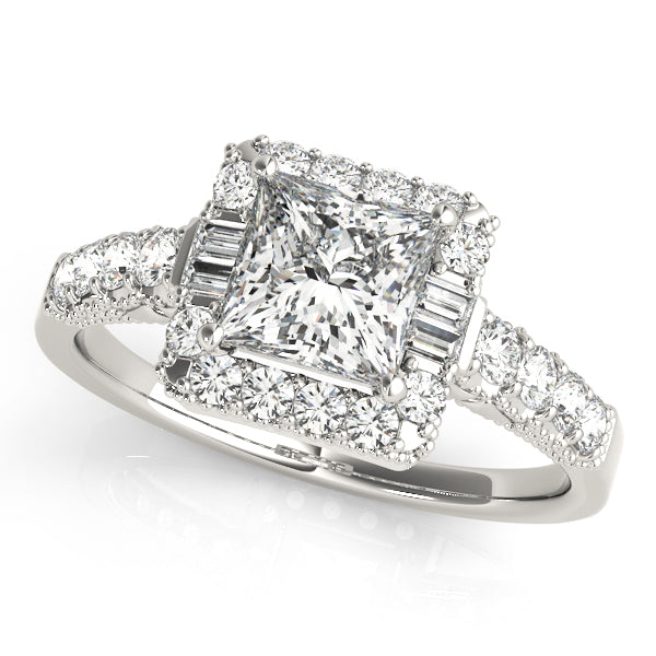 Pristine Halo Princess Diamond Engagement Ring — 9K/18K Gold & Platinum
