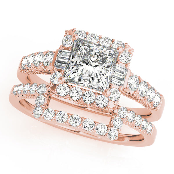 Pristine Halo Princess Diamond Engagement Ring — 9K/18K Gold & Platinum