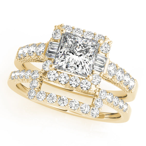 Pristine Halo Princess Diamond Engagement Ring — 9K/18K Gold & Platinum