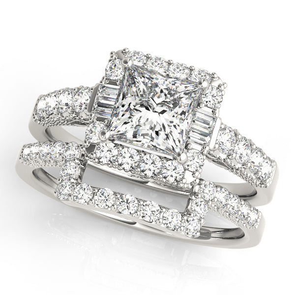 Pristine Halo Princess Diamond Engagement Ring — 9K/18K Gold & Platinum