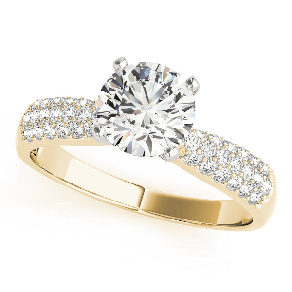 Devoted Pave Round Diamond Engagement Ring — 9K/18K Gold & Platinum