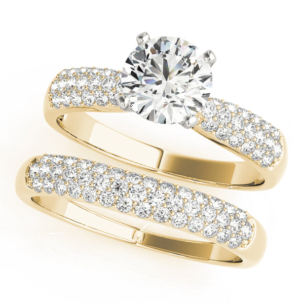 Devoted Pave Round Diamond Engagement Ring — 9K/18K Gold & Platinum