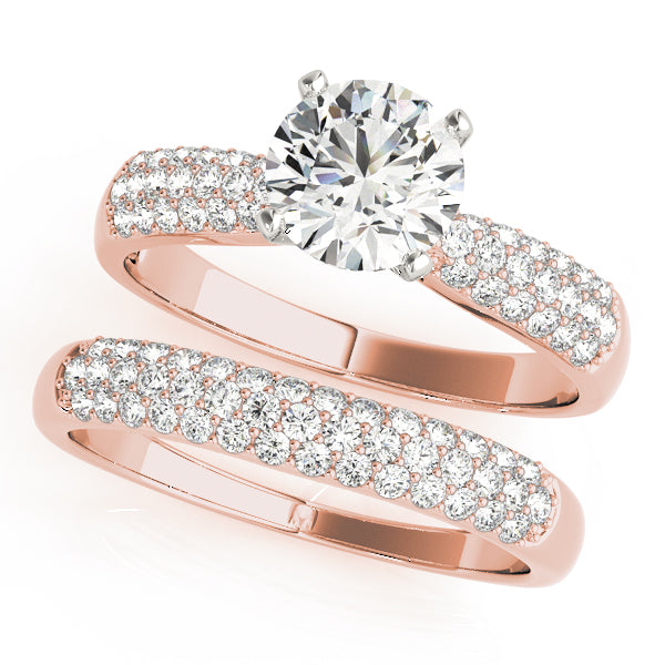 Devoted Pave Round Diamond Engagement Ring — 9K/18K Gold & Platinum