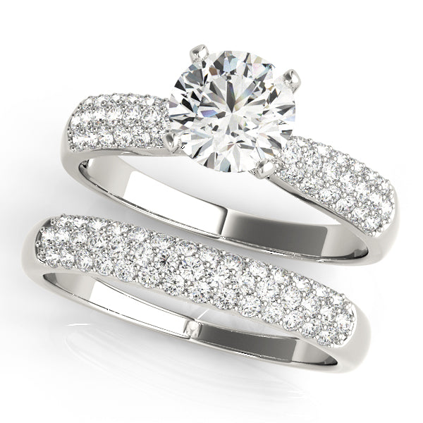 Devoted Pave Round Diamond Engagement Ring — 9K/18K Gold & Platinum