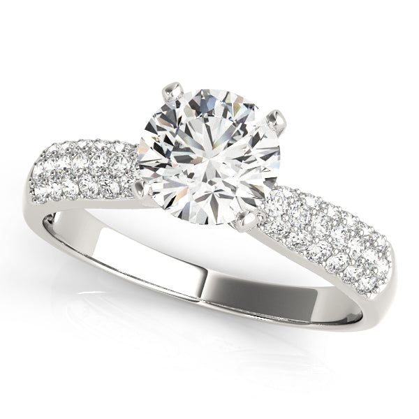 Devoted Pave Round Diamond Engagement Ring — 9K/18K Gold & Platinum