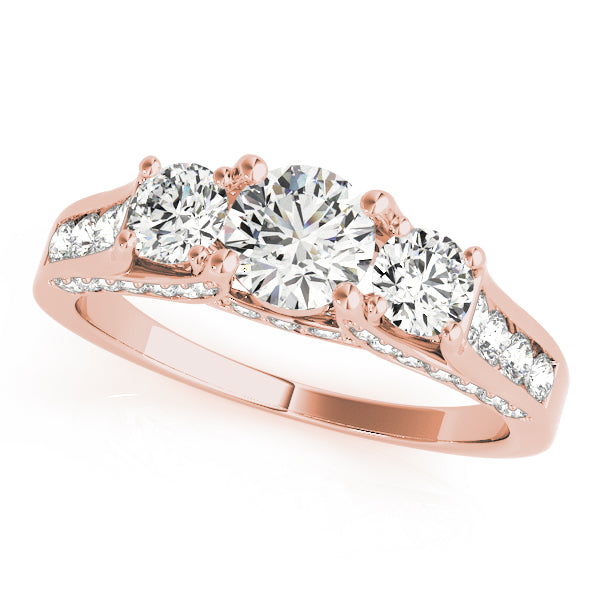 Resplendent Three-Stone Round Diamond Engagement Ring — 9K/18K Gold & Platinum