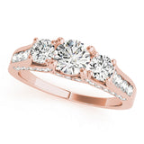 Resplendent Three-Stone Round Diamond Engagement Ring — 9K/18K Gold & Platinum