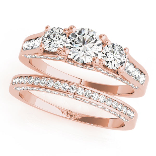 Resplendent Three-Stone Round Diamond Engagement Ring — 9K/18K Gold & Platinum