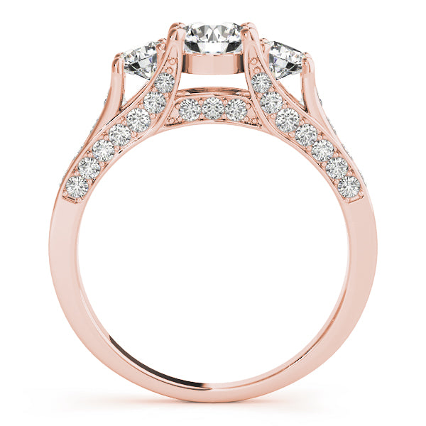 Resplendent Three-Stone Round Diamond Engagement Ring — 9K/18K Gold & Platinum