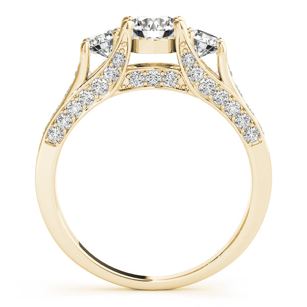 Resplendent Three-Stone Round Diamond Engagement Ring — 9K/18K Gold & Platinum