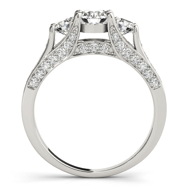 Resplendent Three-Stone Round Diamond Engagement Ring — 9K/18K Gold & Platinum