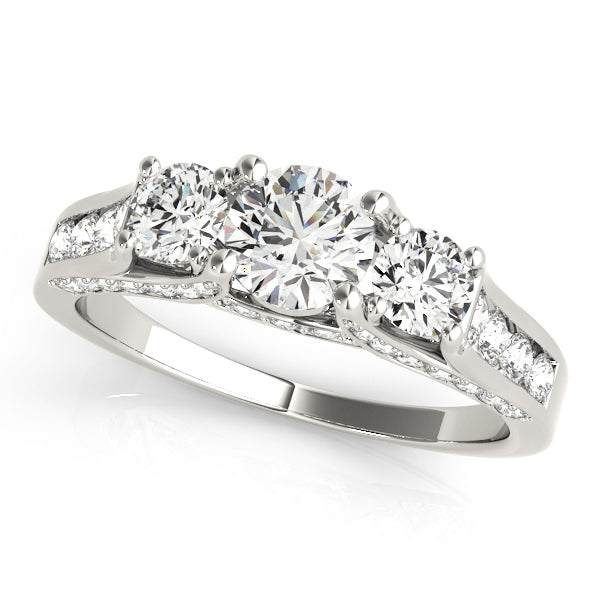 Resplendent Three-Stone Round Diamond Engagement Ring — 9K/18K Gold & Platinum