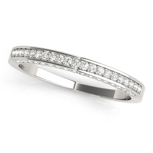 Multirow Prong in Channel Half Eternity Ring in Gold & Platinum