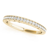 Single Row Milgrain Engraved Filigree Half Eternity Ring in Gold & Platinum