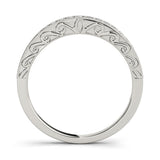 Single Row Milgrain Engraved Filigree Half Eternity Ring in Gold & Platinum