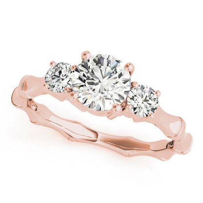 Three-Stone Lab Grown Round Cut Diamond Engagement Ring