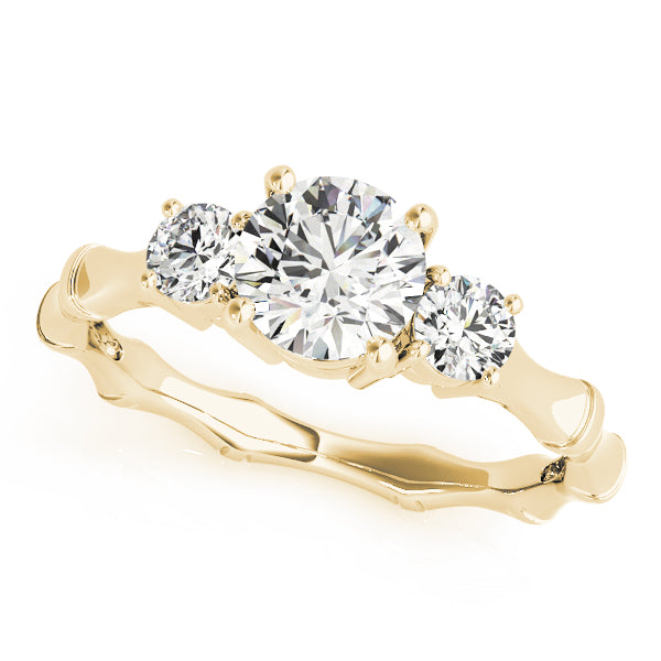 Noble Three-Stone Round Diamond Engagement Ring — 9K/18K Gold & Platinum