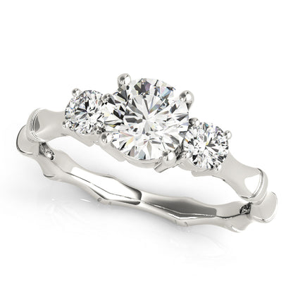 Three-Stone Lab Grown Round Cut Diamond Engagement Ring