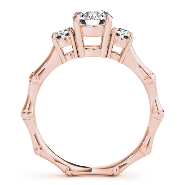 Noble Three-Stone Round Diamond Engagement Ring — 9K/18K Gold & Platinum