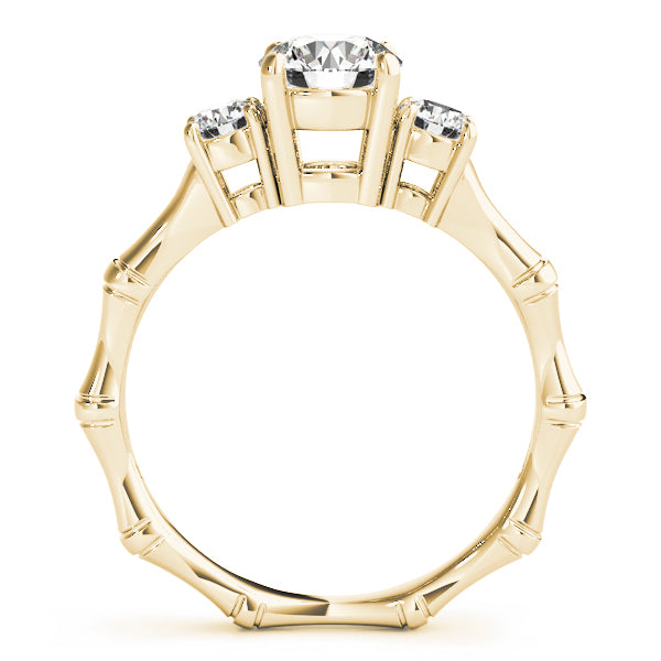 Noble Three-Stone Round Diamond Engagement Ring — 9K/18K Gold & Platinum