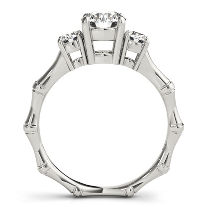 Three-Stone Lab Grown D/VVS Round Cut Diamond Engagement Ring