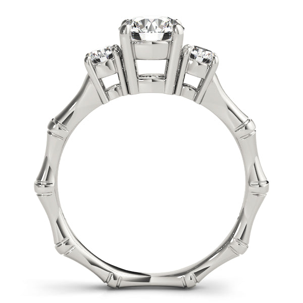 Noble Three-Stone Round Diamond Engagement Ring — 9K/18K Gold & Platinum