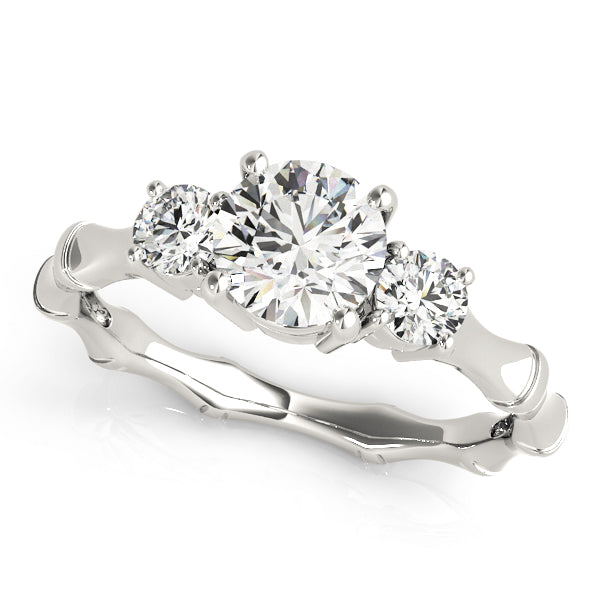 Noble Three-Stone Round Diamond Engagement Ring — 9K/18K Gold & Platinum