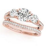 Classic Three-Stone Round Diamond Engagement Ring — 9K/18K Gold & Platinum