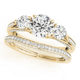 Classic Three-Stone Round Diamond Engagement Ring — 9K/18K Gold & Platinum