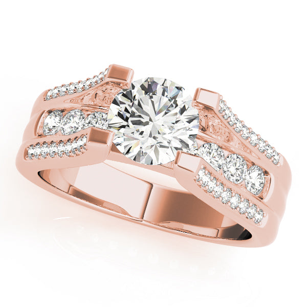 Timeless Multi-Row Round Diamond Engagement Ring — 9K/18K Gold & Platinum