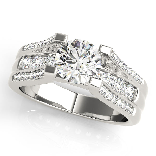Timeless Multi-Row Round Diamond Engagement Ring — 9K/18K Gold & Platinum