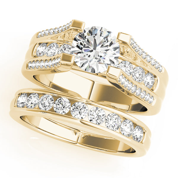 Timeless Multi-Row Round Diamond Engagement Ring — 9K/18K Gold & Platinum