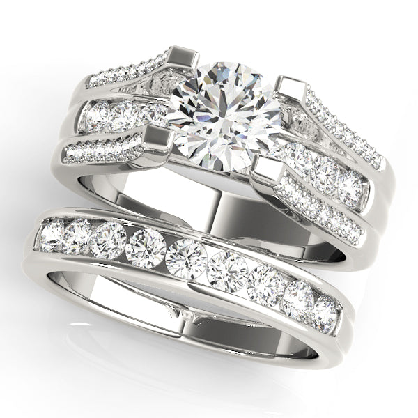 Timeless Multi-Row Round Diamond Engagement Ring — 9K/18K Gold & Platinum