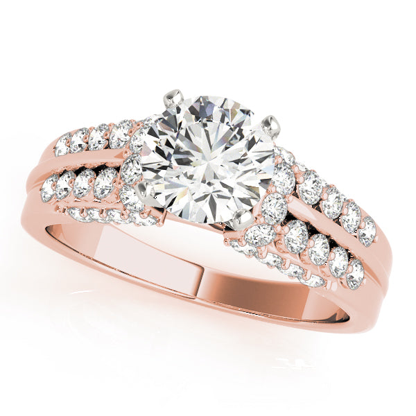 Elegant Pave Round Diamond Engagement Ring — 9K/18K Gold & Platinum