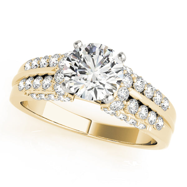 Elegant Pave Round Diamond Engagement Ring — 9K/18K Gold & Platinum