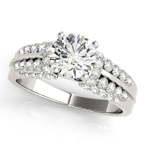 Elegant Pave Round Diamond Engagement Ring — 9K/18K Gold & Platinum