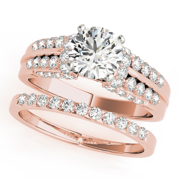 Elegant Pave Round Diamond Engagement Ring — 9K/18K Gold & Platinum