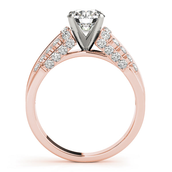 Elegant Pave Round Diamond Engagement Ring — 9K/18K Gold & Platinum