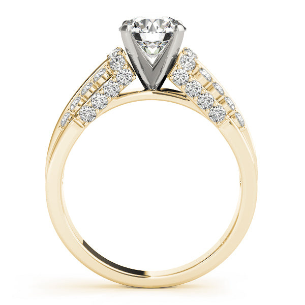 Elegant Pave Round Diamond Engagement Ring — 9K/18K Gold & Platinum