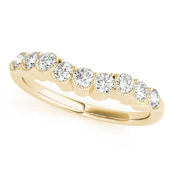 Shared Prong Milgrain Curved Half Eternity Ring in Gold & Platinum