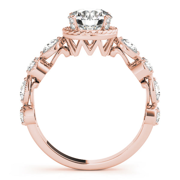 Vintage-Inspired Cluster Sides Round Diamond Engagement Ring — 9K/18K Gold & Platinum