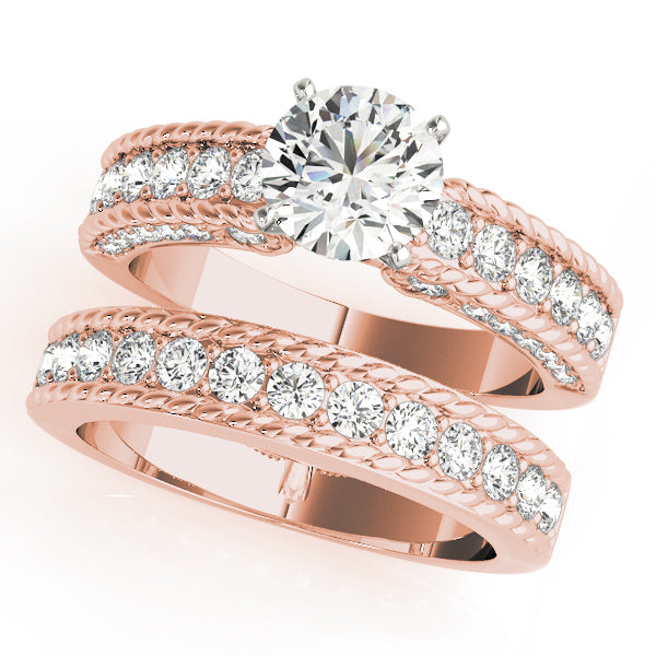 Heirloom Channel-Set Round Diamond Engagement Ring — 9K/18K Gold & Platinum